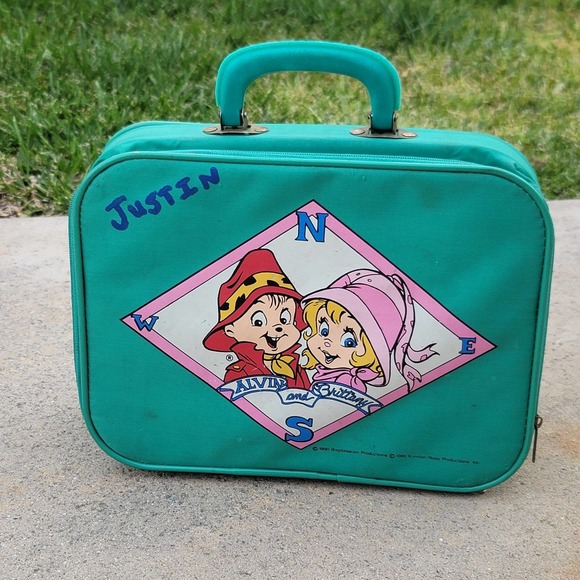 Vtg 1990 Alvin and The Chipmunks Alvin and Brittany Mini Suitcase - Picture 1 of 9